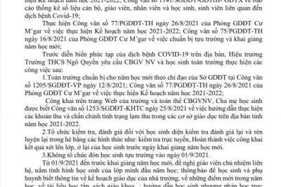 KẾ HOẠCH CHUẨN BỊ NĂM HỌC 2021 – 2022 CỦA TRƯỜNG THCS NGÔ QUYỀN