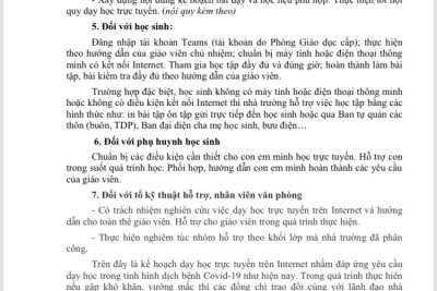 KẾ HOẠCH DẠY TRỰC TUYẾN NĂM HỌC 2021 – 2022